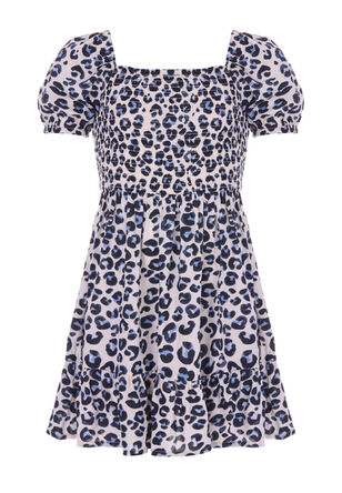 Older Girls Black and Blue Leopard Dress