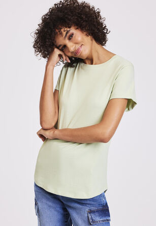 Womens Green Roll Sleeve Top
