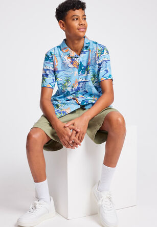 Older Boy Turquoise Hawaiian Shirt