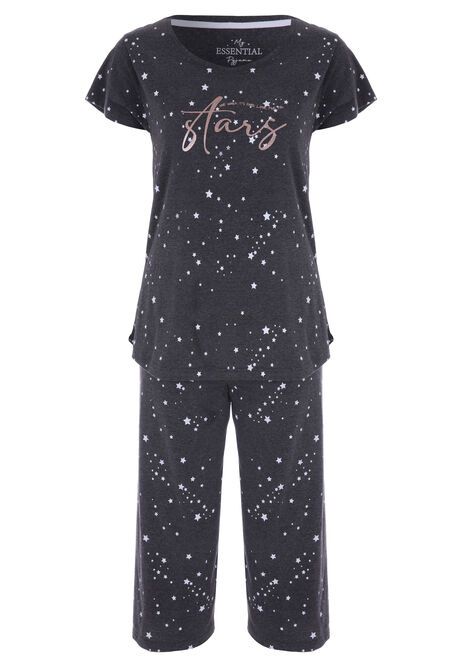 Womens Dark Grey Star Pyjama Set