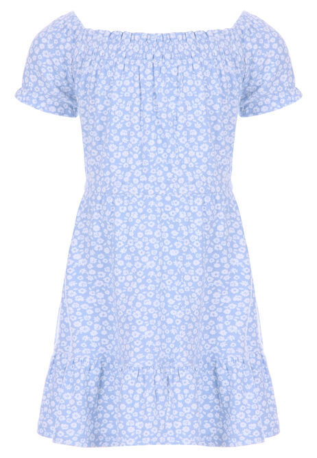 Younger Girls Blue Floral Gypsy Dress