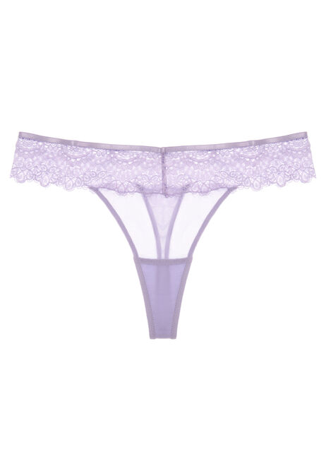 Womens Lilac Lace Frill Thong