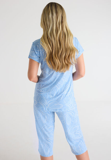 Womens Blue Leaf Soft Touch Pyjamas