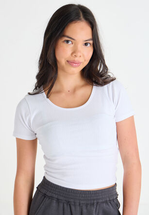 Older Girls White Scoop Neck Crop Top