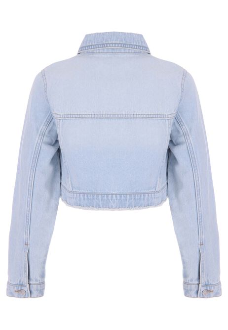 Older Girls Blue Crop Denim Jacket