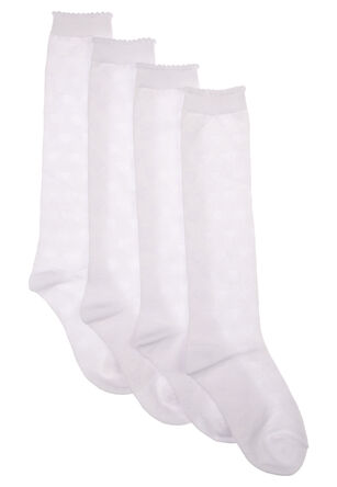 Girls 2pk White Knee High Textured Socks