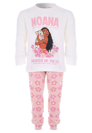 Girls Cream & Pink Moana Top & Bottoms Pyjama Set