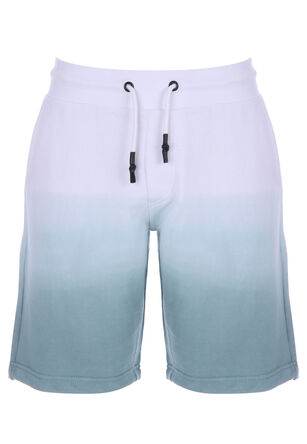 Mens Teal & White Dip-Dye Drawstring Shorts