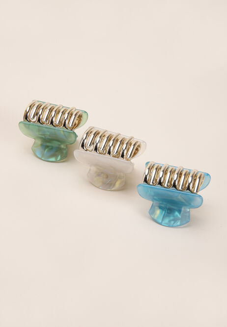 Womens Green 3pk Mini Bulldog Clips