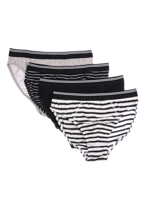 Mens 4pk Monochrome Striped Briefs