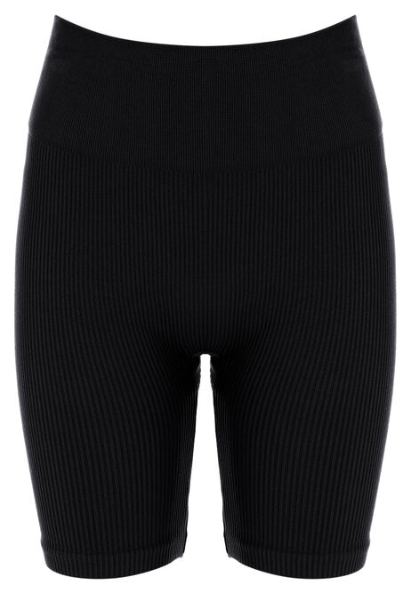 Older Girls Black Seam Free Rib Cycling Shorts