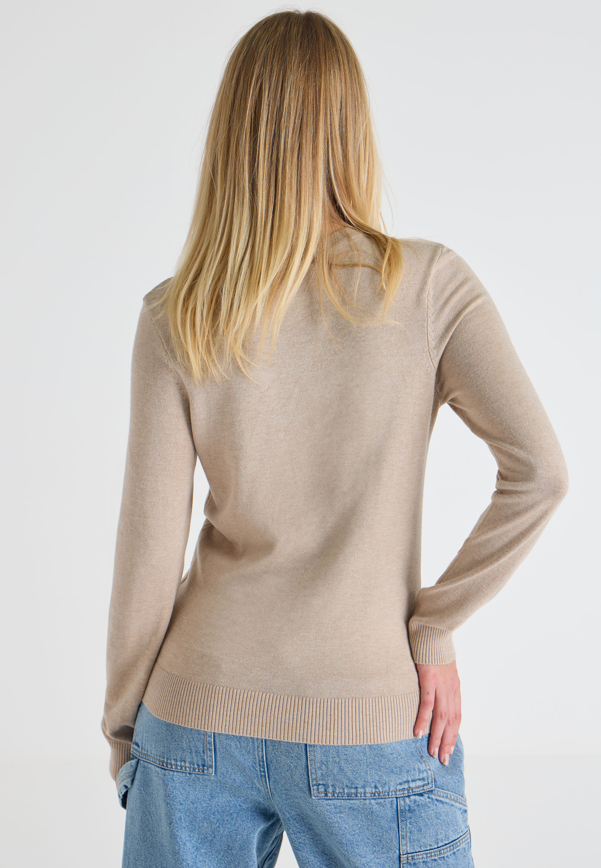Womens Camel Plain Crew Neck Jumper Peacocks