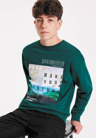 Older Boys Green Abstract Graphic Sweatshirt
