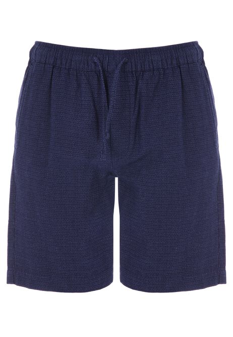 Mens Navy Geo Textured Shorts