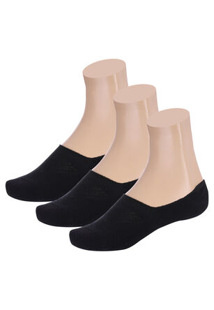 Womens 3pk Black Cushioned Square Front Footlets