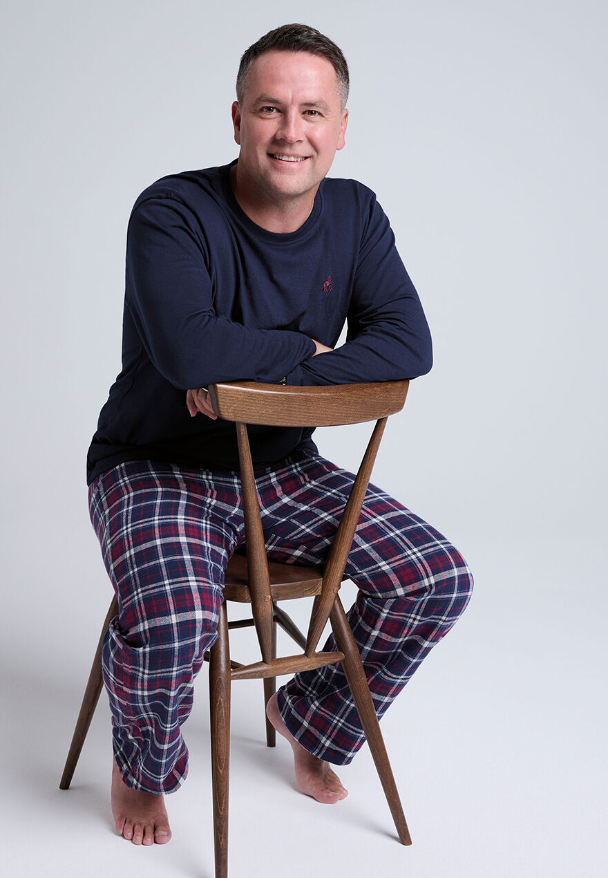 Mens Navy Red Check Pyjama Set Peacocks
