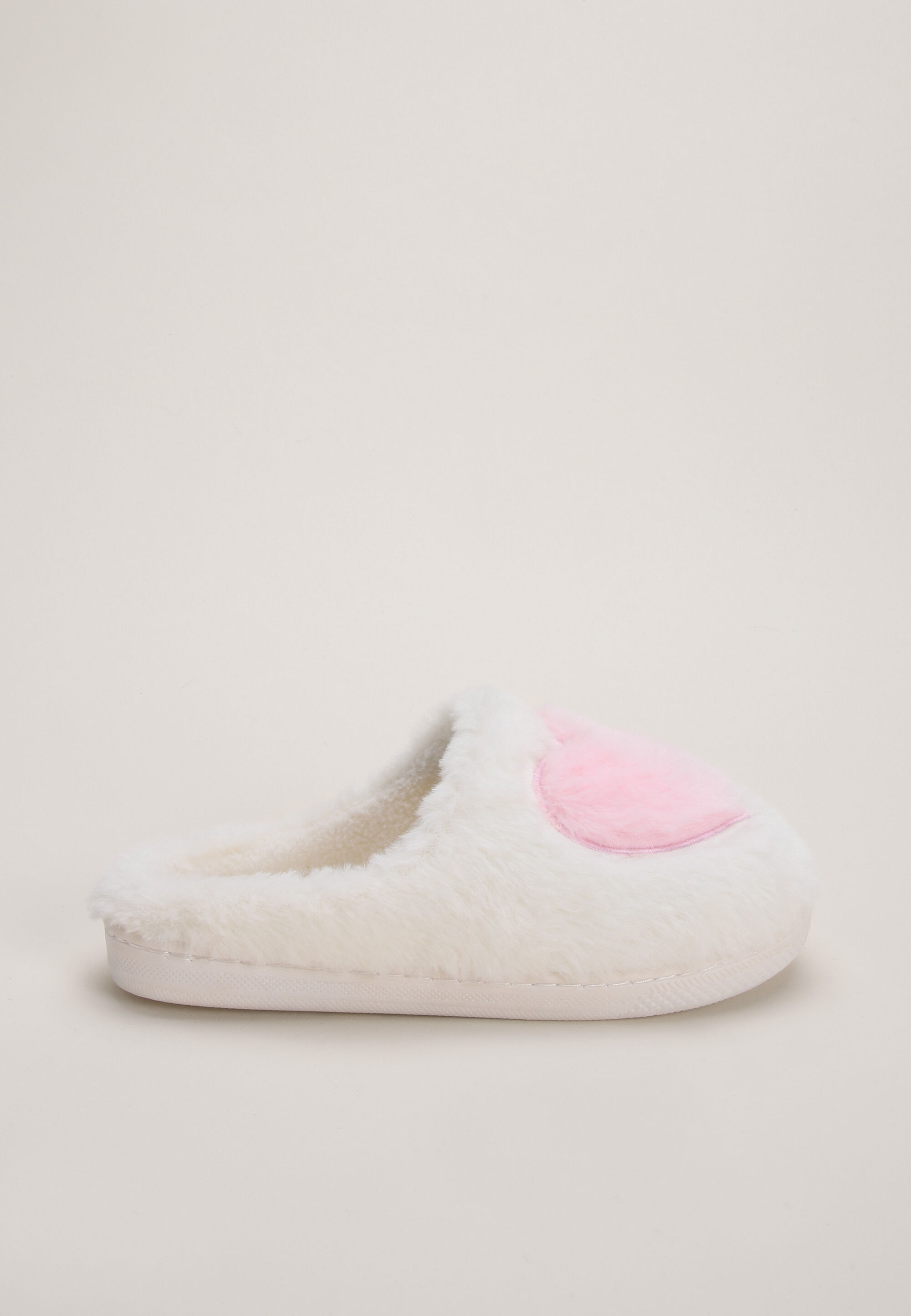 Girls Cream Pink Heart Mule Slipper