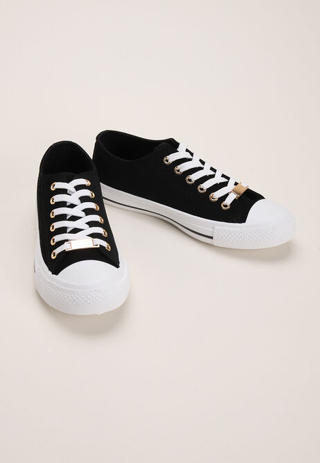 Womens Black Casual Lace Up Trainer