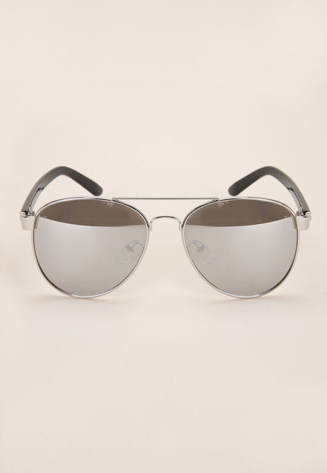Boys Black Mirrored Aviator Sunglasses