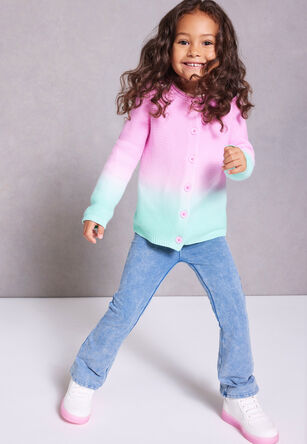 Younger Girls Pink Dip-Dye Cardigan