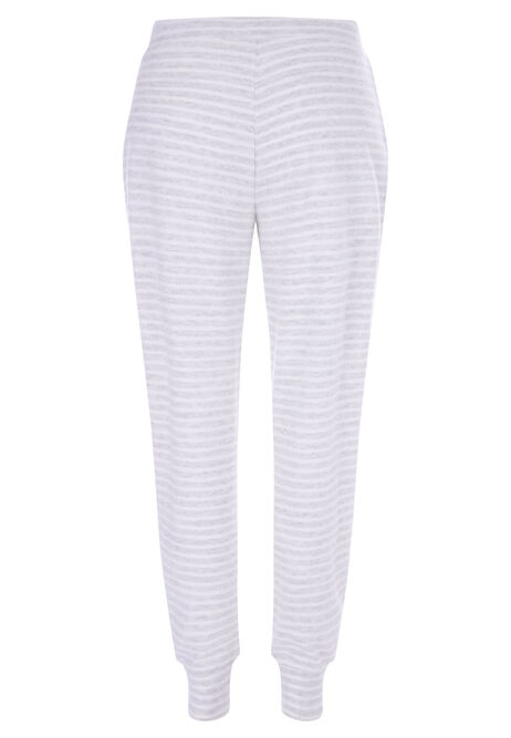 Womens Light Grey & White Stripe Cash Touch Pyjama Bottoms