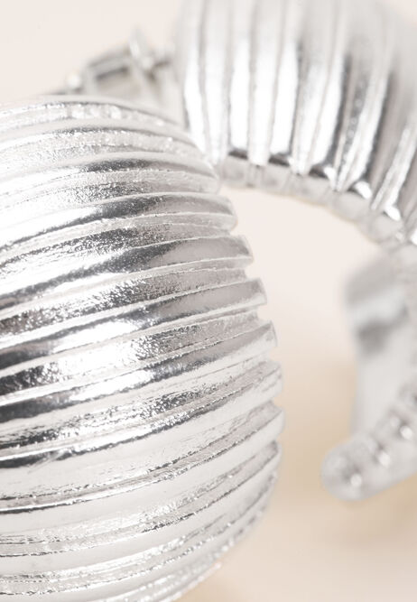 Womens Silver Ridge Half Hoop Earrings