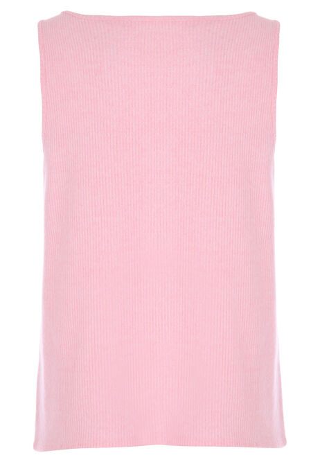 Womens Pink Rib Pyjama Vest Top