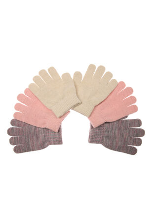 Younger Girls 3pk Pink Assorted Lurex Gloves
