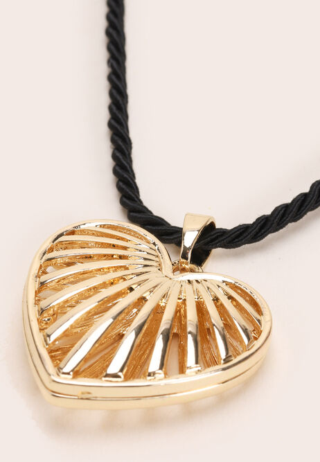 Womens Gold Ridge Heart Cord Necklace