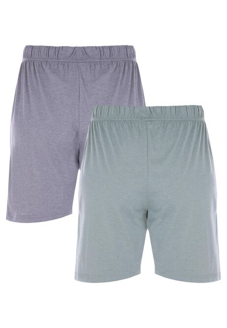 Mens 2pk Green & Grey Jersey Pyjama Short Bottoms