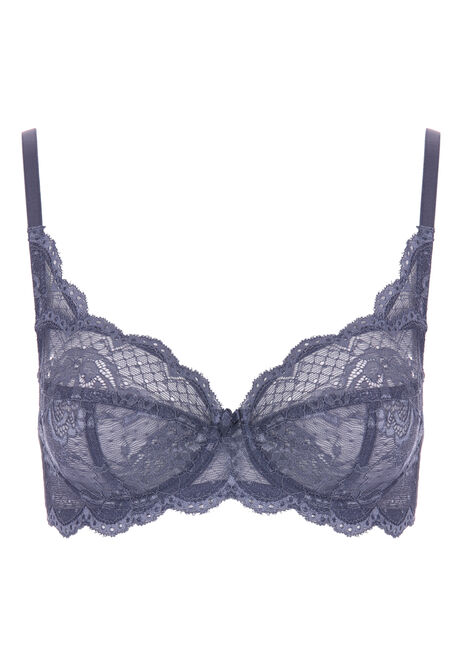Womens Grey Lace Non Padded Bra