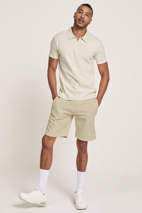 Mens Cream Linen Blend Shorts 