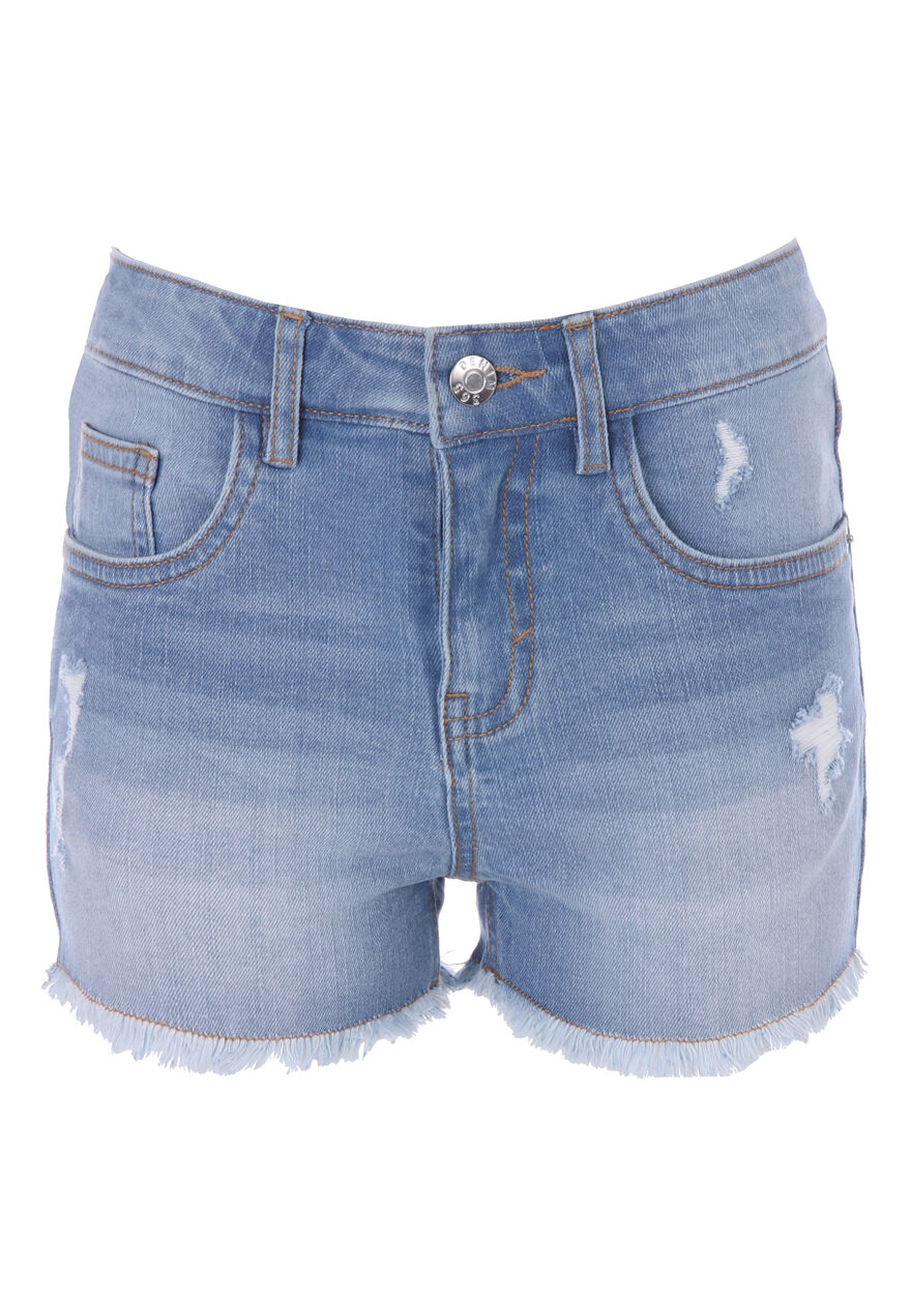 Older Girls Blue Distressed Denim Shorts Peacocks