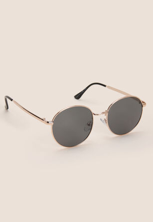 Girls Gold Metal Round Sunglasses