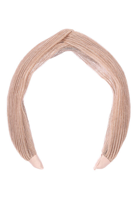 Women Pink Metallic Pleated Headband