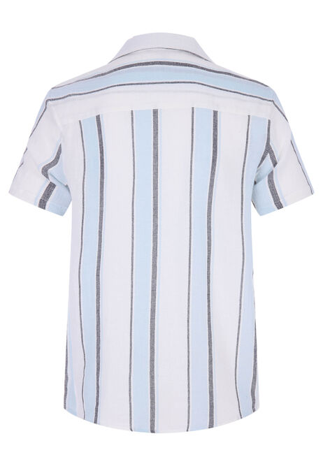 Mens White Stripe Linen Blend Shirt