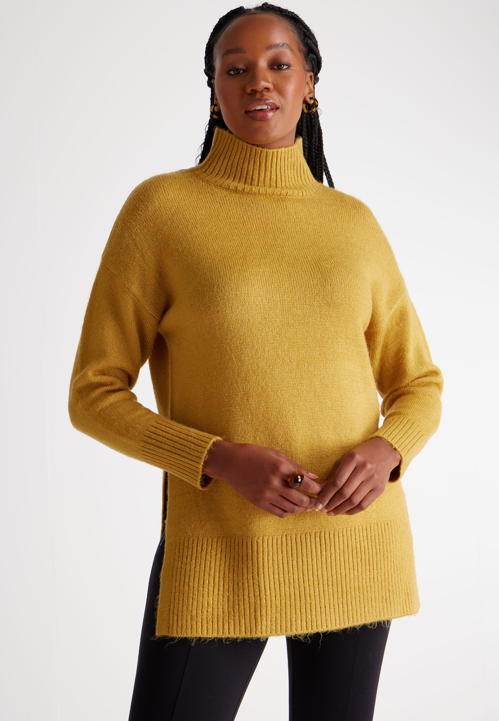 Mustard roll sales neck jumper