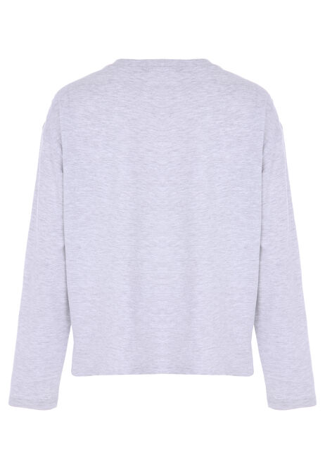 Womens Grey Long Sleeve 1984 Slogan Top