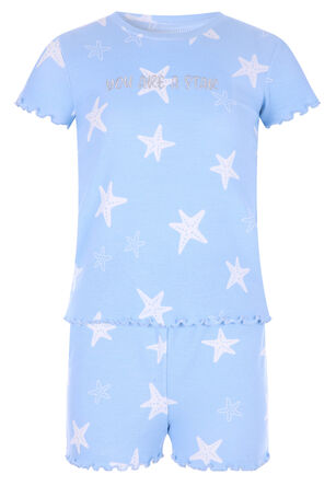 Older Girls Blue Star Top & Shorts Pyjama Set