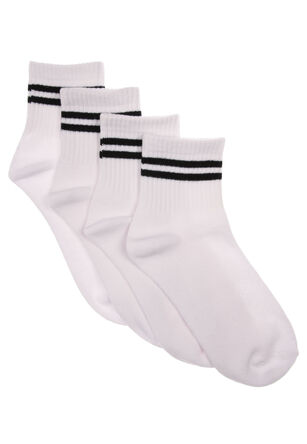 Womens 2pk Black Stripe Sport Ankle Socks