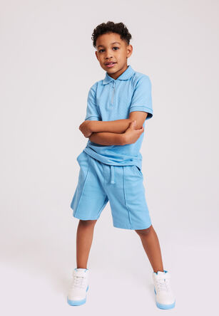 Younger Boys Blue Polo Top & Shorts Set