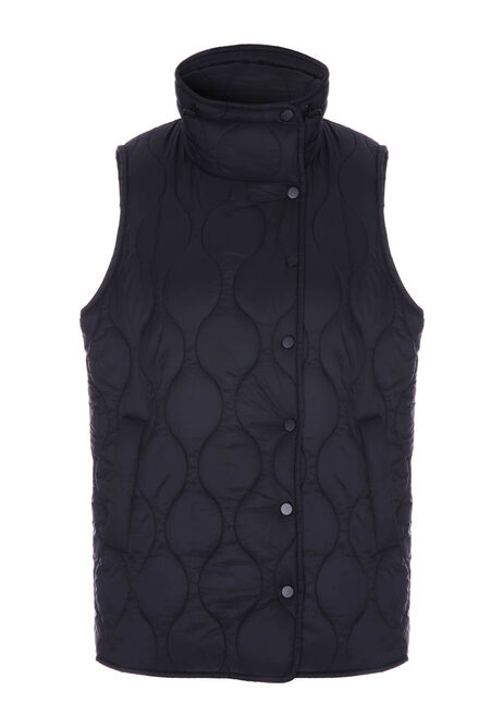 Womens Plain Black Quilted Giltet