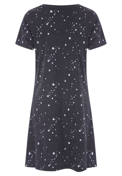 Womens Charcoal Star Nightdress
