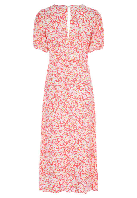 Womens Pink Daisy Midi Tea Dress