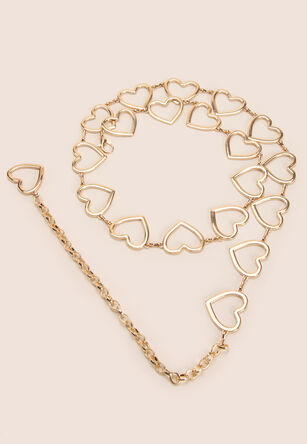 Womens Gold Heart Chain Loop Belt