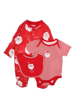 Baby 3pk Red Santa Christmas Gift Set
