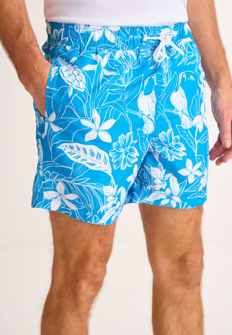 Mens Blue Tropical Swim Shorts