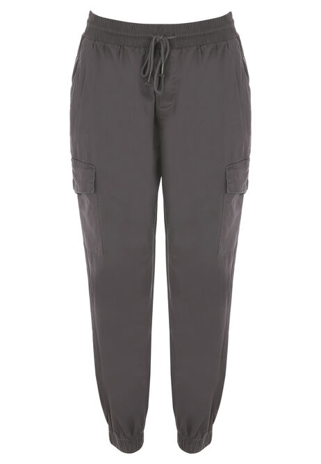 Womens Charcoal Cuffed Cargo Trousers