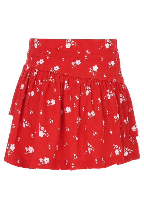 Older Girls Red & White Floral Ra Ra Skirt
