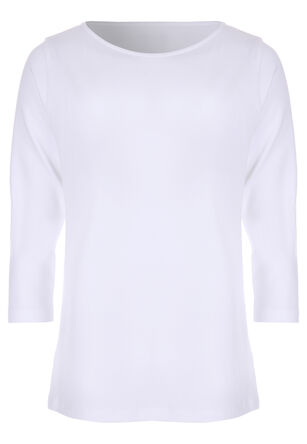 Womens White Boatneck Top
